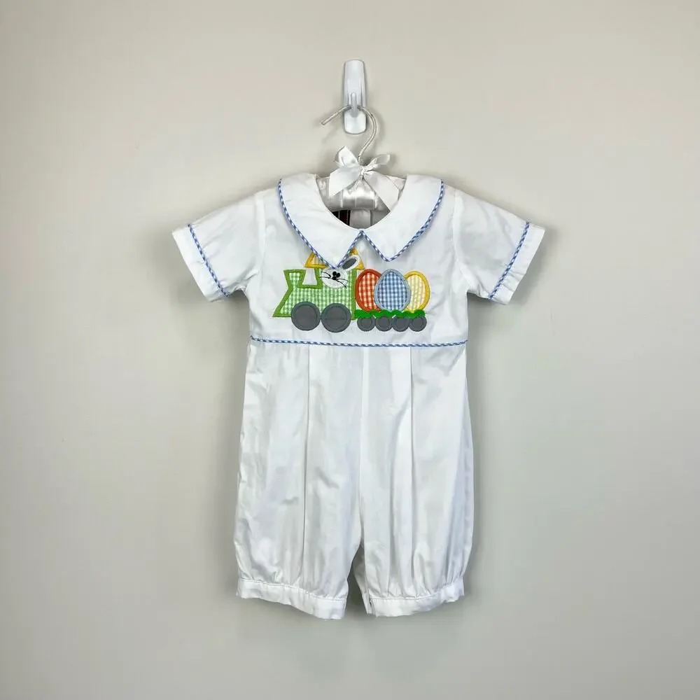 Lil Cactus Applique Easter Bunny Shortall Romper 6-12 Months
